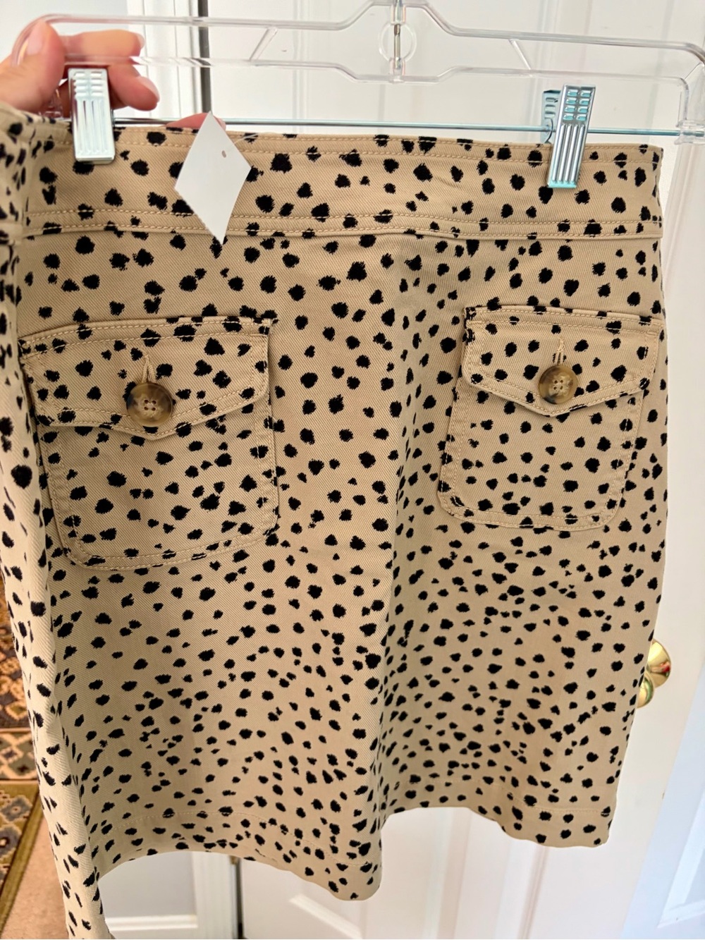 LOFT Beige and Black Spotted A-Line Skirt